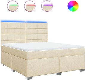 vidaXL krémszínű szövet rugós ágy matraccal 180 x 200 cm