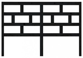 fekete tömör fenyőfa ágyfejtámla 126 x 4 x 100 cm