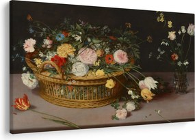 Kép - Jan Brueghel the Elder, Flowers in a Basket and a Vase, reprodukciók (90x60 cm)