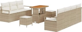 vidaXL Kerti Kanapé Szett párnával tárolóval 10 pcs Beige és krém