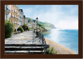 Poszter Keret Fa Tájkép Franciaország Város Sétány Tenger Nap 60x40
