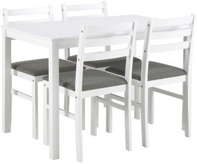 MAZZONI EXPORT TORINO étkezőgarnitúra asztal + 4 szék Fehér/Világosszürke (Savana 21 szövet) - FA ÉTKEZŐ GARNITÚRA KONYHÁBA/ÉTKEZŐBE