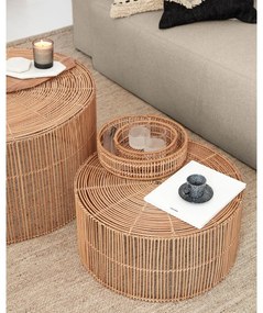 Natúr színű rattan kerek dohányzóasztal szett 2 db-os ø 66 cm Elmima – Kave Home