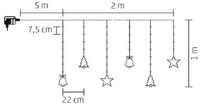 LED Karácsonyi kültéri lánc 186xLED 7m IP44 hideg fehér