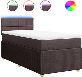 vidaXL sötétbarna szövet rugós ágy matraccal 90 x 190 cm