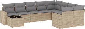 vidaXL 10 részes bézs polyrattan kerti ülőgarnitúra párnával