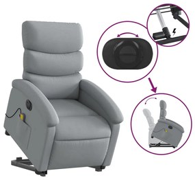 világosszürke szövet dönthető elektromos álló masszázsfotel