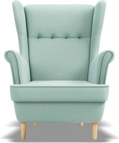 Uszak fotel, bársony, kék