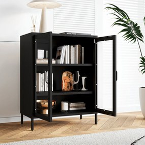 GINA Modern fekete alacsony üveges vitrin 800 x 1015 x 400 mm