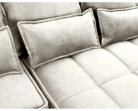 Bézs bársony kinyitható-tárolóhelyes sarokkanapé (jobb oldali-heverő résszel) Campo – ELTAP