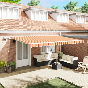 Kézi behúzható napellenző LED sárga és narancs 500x300 cm