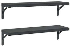 2 db fekete rozsdamentes acél fali polc 75 x 23,5 cm