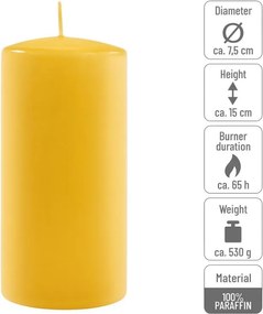 Gyertya készlet 15 cm Ø 7,5 cm  4 db sárga