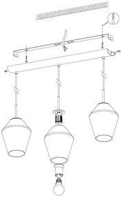 Eglo 96774 - Függeszték MURMILLO 3xE27/28W/230V