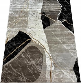 Szőnyeg 140x190 Glamour Arany Fekete Krémszínű Nappali Modern Márvány