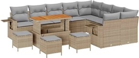 vidaXL Kerti Kanapé Szett 13 pcs Beige és Világosszürke polirattan