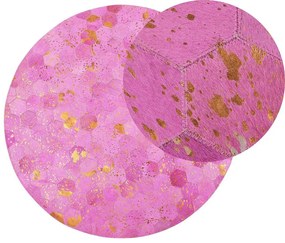 Rózsaszín bőrszőnyeg ⌀ 140 cm ZEYTIN Beliani