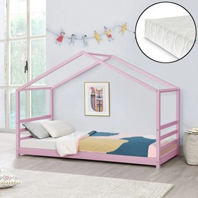 [en.casa] Házikó ágy Vardø 90x200 cm matraccal rózsaszín