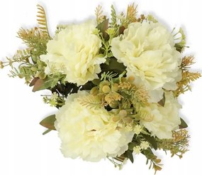 Nagy csokor mesterséges peónia gyönyörű krémsárga színben