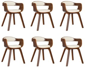 vidaXL 6 db krémszínű műbőr és hajlított fa étkezőszék
