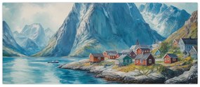 Kép - Norvég falu (120x50 cm)