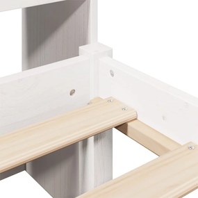 fehér tömör fenyőfa könyvespolcos ágy matrac nélkül 200x200 cm