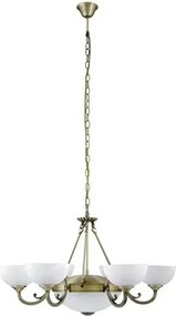 Rabalux csillár e27 2x60w, e14 6x40w bronz/fehér alabástrom üveg marlene