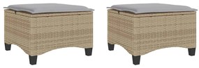 2 db bézs polirattan kerti székek párnákkal 55x55x36 cm