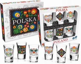 Poharak 6 db-OS Szett Folk Lengyel Elegáns Ajándék Minden Ínyencnek