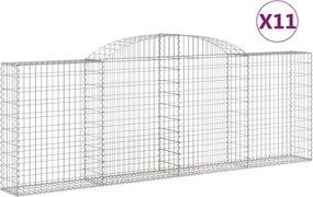 vidaXL 11 db íves horganyzott vas gabion kosár 300 x 30 x 100/120 cm