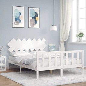 fehér tömör fa ágykeret fejtámlával King Size