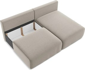 Szürkésbarna bársony kinyitható-tárolóhelyes sarokkanapé (jobb oldali-heverő résszel) Kalena – Makamii