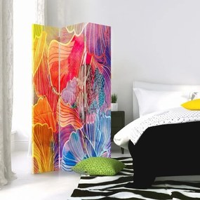 Gario Paraván Színes absztrakt levelek Méret: 145 x 170 cm, Kivitelezés: Klasszikus paraván