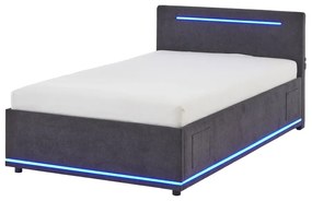 Sötétszürke kárpitozott ágyneműtartós gyerekágy ágyráccsal 120x200 cm Circle – Meise Möbel