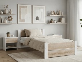 IKAROS DOUBLE ágy 90 x 200 cm, fehér/sonoma tölgy Ágyrács: Ágyrács nélkül, Matrac: Matrace Sommera 18 cm