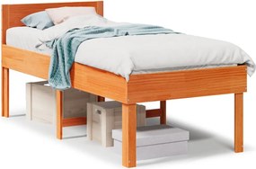 vidaXL viaszbarna tömör fenyőfa ágy matrac nélkül 75 x 190 cm