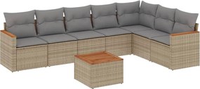 vidaXL 8 részes vegyes bézs polyrattan kerti ülőgarnitúra párnákkal