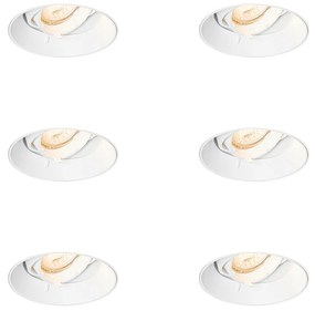 Modern keret nélküli kerek fehér GU10 beépíthető spotlámpa szett, 6 db - Oneon