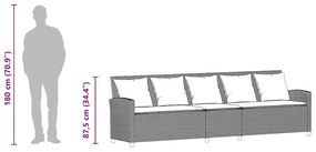 5 személyes szürke polyrattan kerti kanapé párnával
