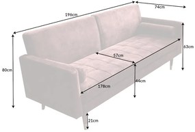 Design ágyazható kanapé Walvia 196 cm pezsgő bársony