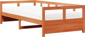 vidaXL viaszbarna tömör fenyőfa kanapéágy matraccal 90 x 200 cm