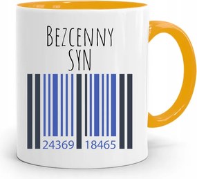 Sárga Bögre Ajándék Gyermek Fiának Felbecsülhetetlen Értékű Fiú fényképes nyomtatással