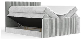 Világosszürke ágyneműtartós boxspring ágy 140x200 cm Bergamo – Maison de Rêve