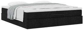 oszmán ágykeret matracokkal Fekete 200x200cm szövet