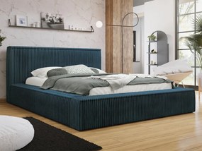 Franciaágy 180 cm Gretty S (sötétkék) (ágyráccsal) (tárolóhellyel). 1104345