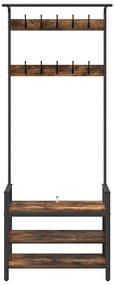 Kabáthorog polcokkal Füstölt tölgy 75 x 34 x 184 cm Faanyag