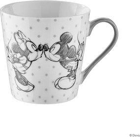 DISNEY bögre, Mickey & Minnie pöttyös szürke füllel 350ml
