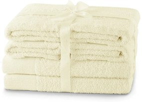 Krémszínű frottír pamut törölköző és fürdőlepedő készlet 6 db-os Amari – Restilo