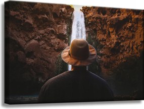 Vászonkép Emberek Vízesés Hegyek 60x40