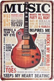 Bézs fém falitábla Zene 20x1x30 cm